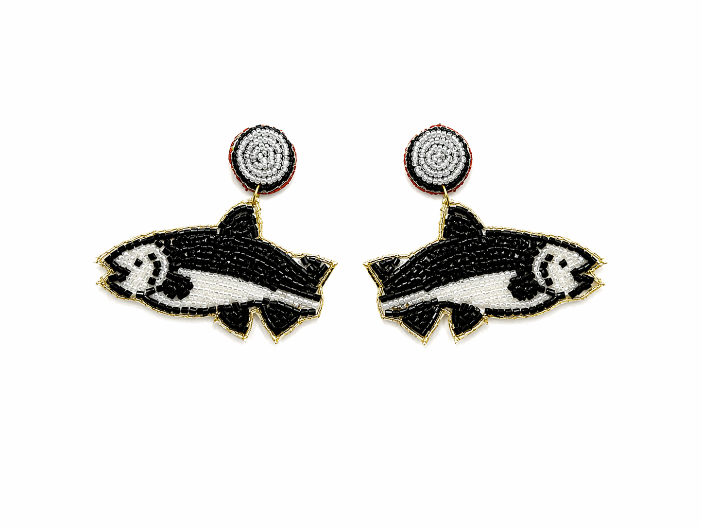 Fish Shape Multicolor Beach Beaded Earrings Handmade Boho Statement Dangle Earrings
