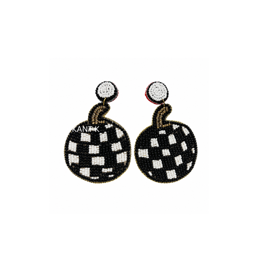 Hand Made Beaded Soccer Earrings