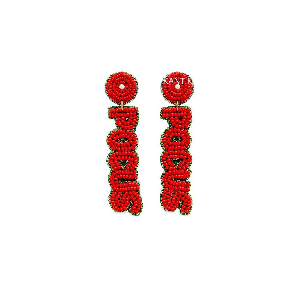 Handmade Hocus Halloween Green Beaded Statement Earrings