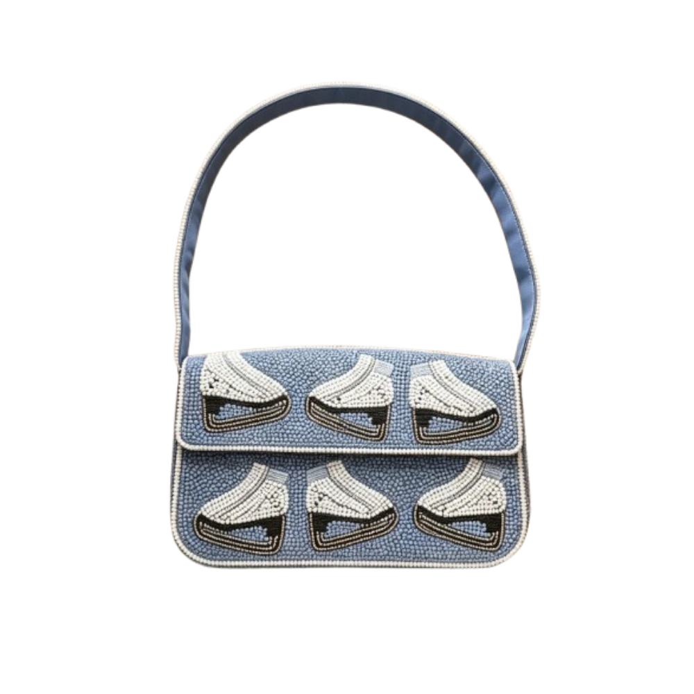 Ice Skates Handmade Beaded Shoulder Bag