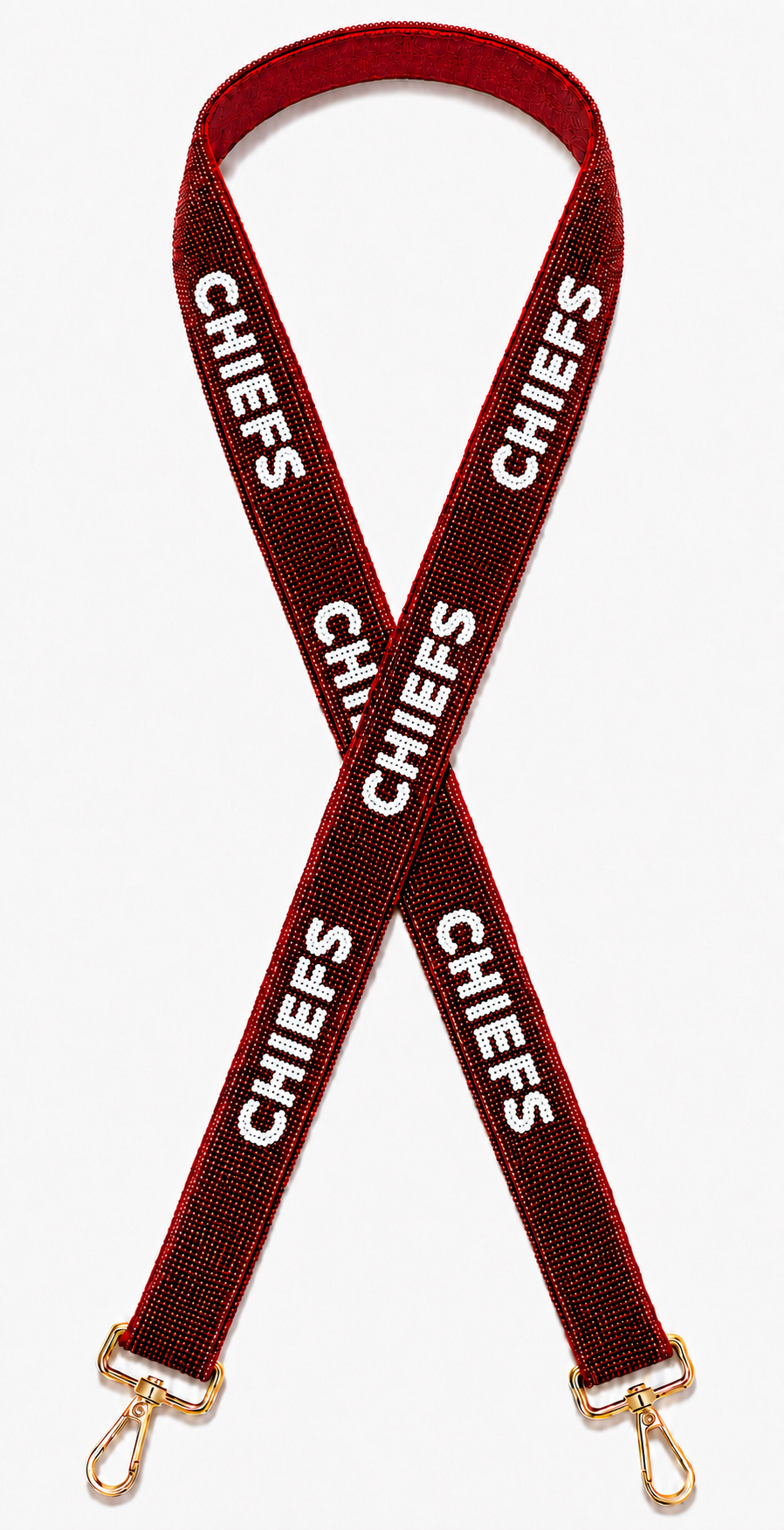 CHIEFS Gameday Maroon & White Beaded Bag Strap