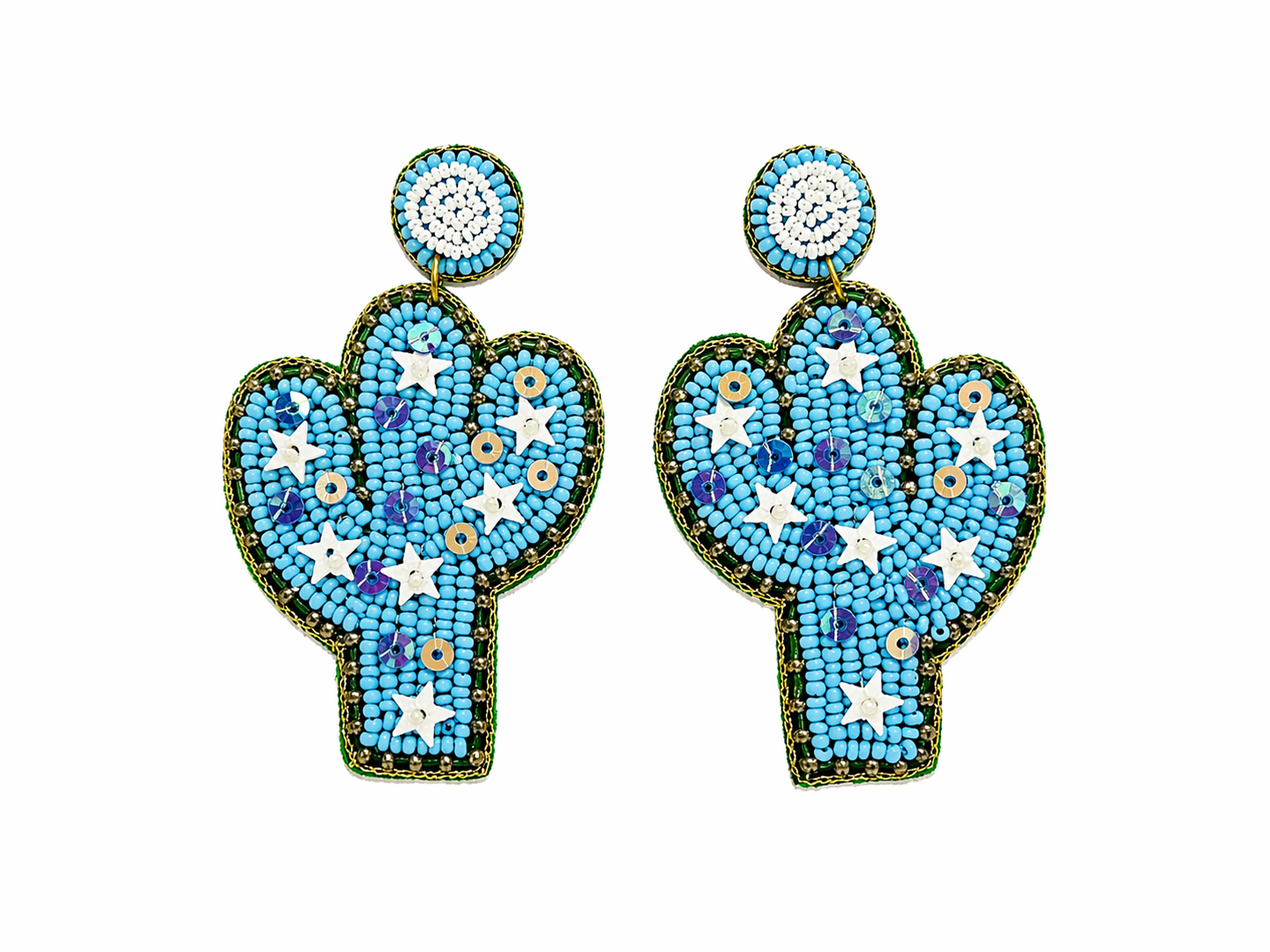 Handmade Cactus Charm Beaded Earrings