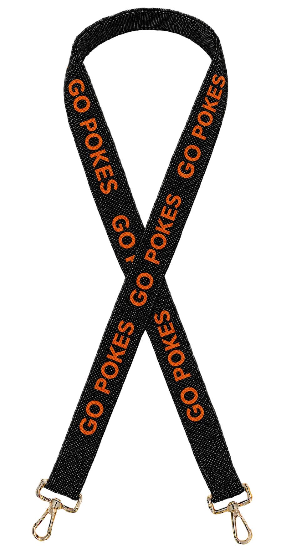 GO POKES Beaded Bag Strap Handmade Orange and Black Beaded Purse Strap