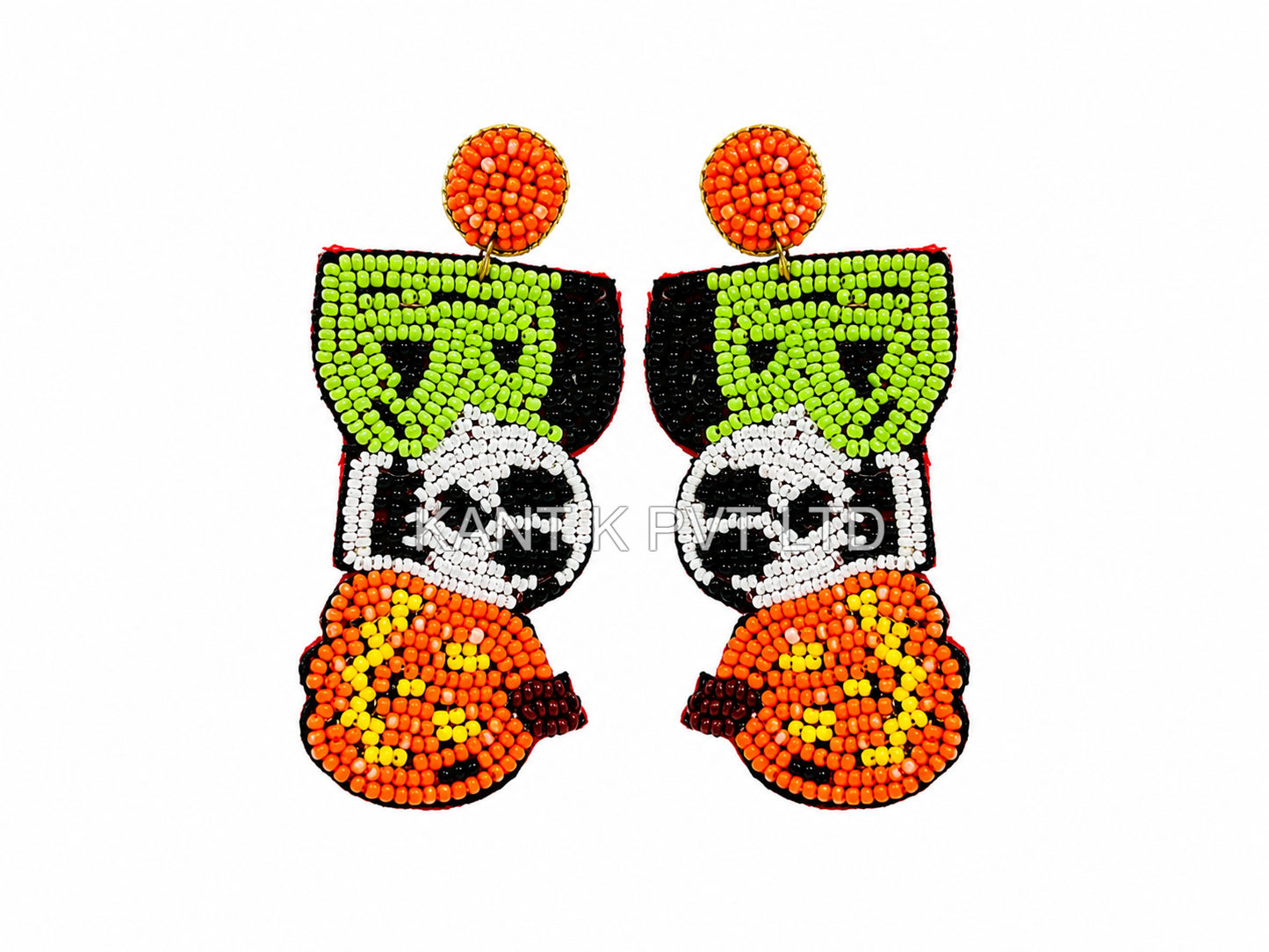 Handmade BOO Seed Bead Statement Earrings