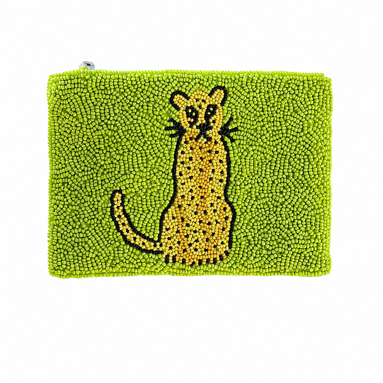 Handmade Leopard Beaded Coin Purse Handmade Zippered Pouch