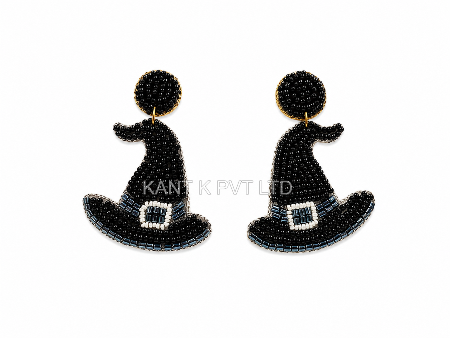 Handmade Beaded Witch Hat Earrings