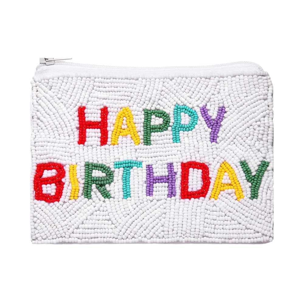Happy Birthday Beaded Coin Purse