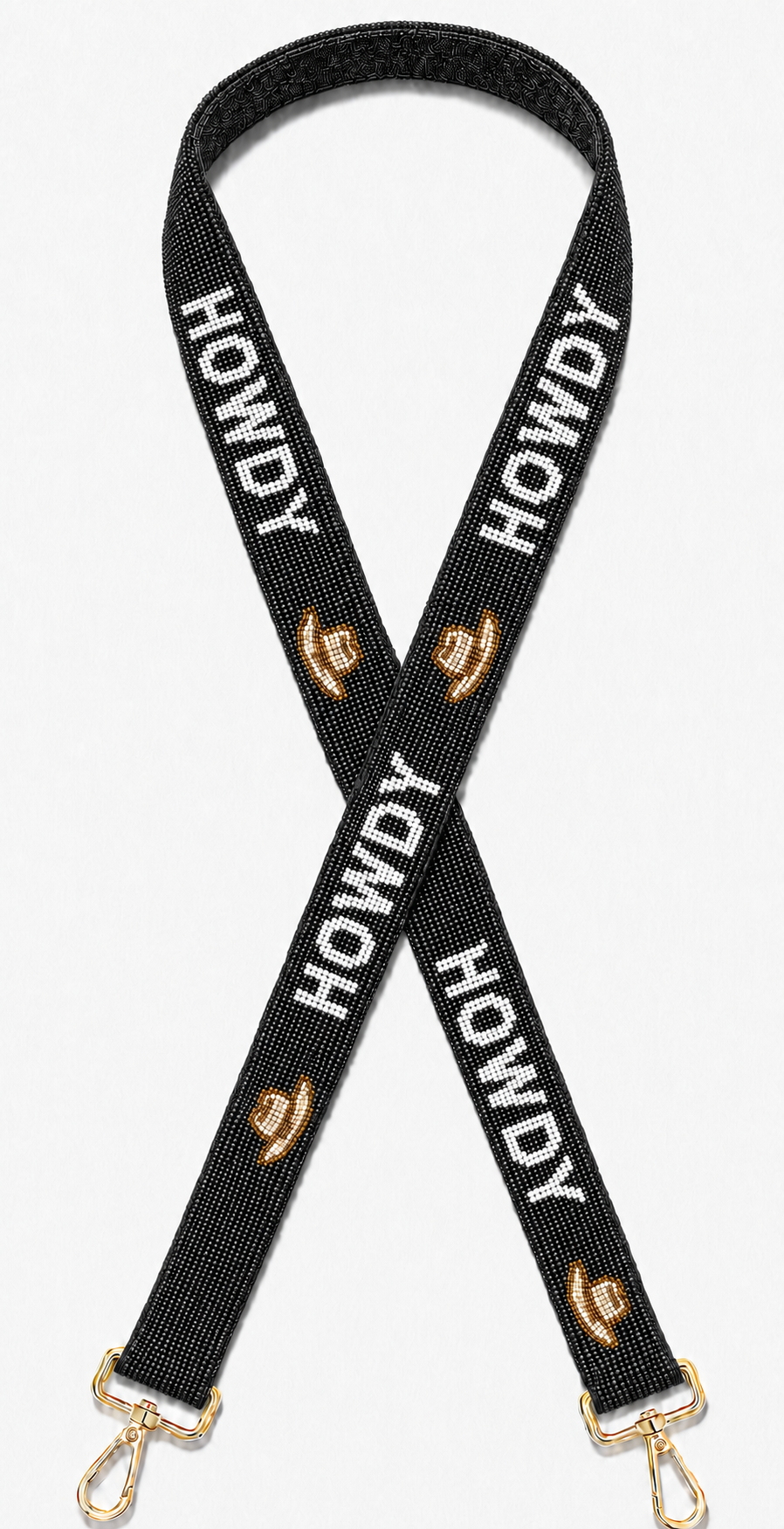 Black and White Howdy Western Gameday Beaded Bag Strap