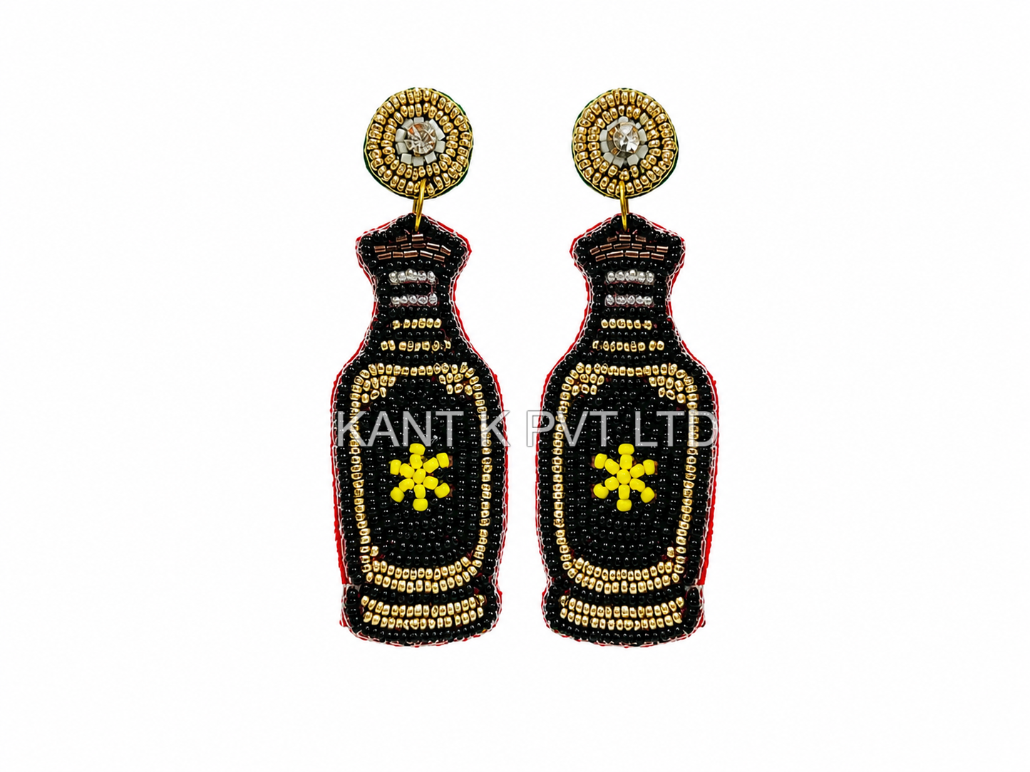 Handcrafted Beaded Bottle Statement Earrings