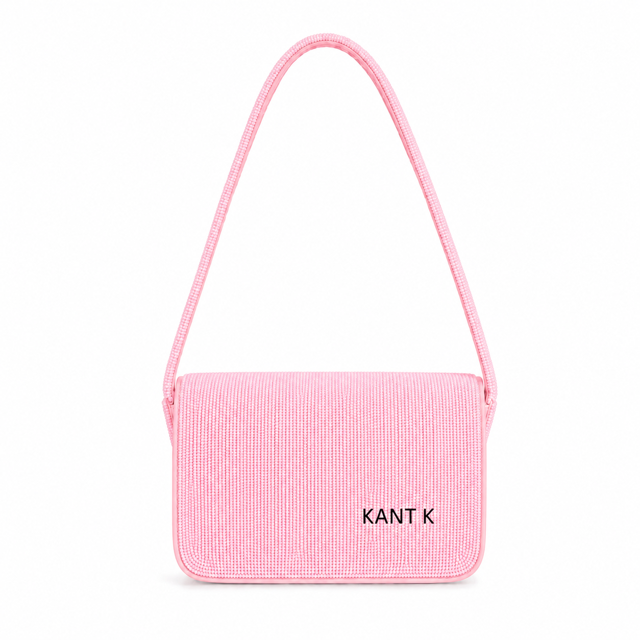 Floral Pink Hand-Beaded Shoulder Bag