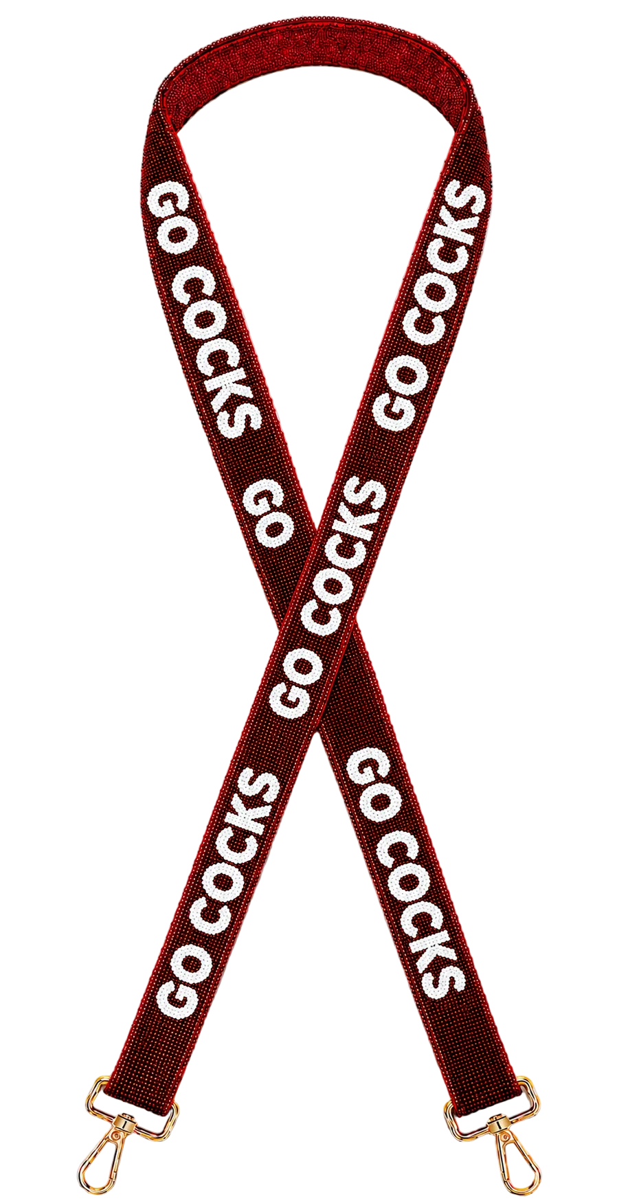 GO COCKS Beaded Bag Strap Handmade Gameday Purse maroon and White Strap for Football Fans