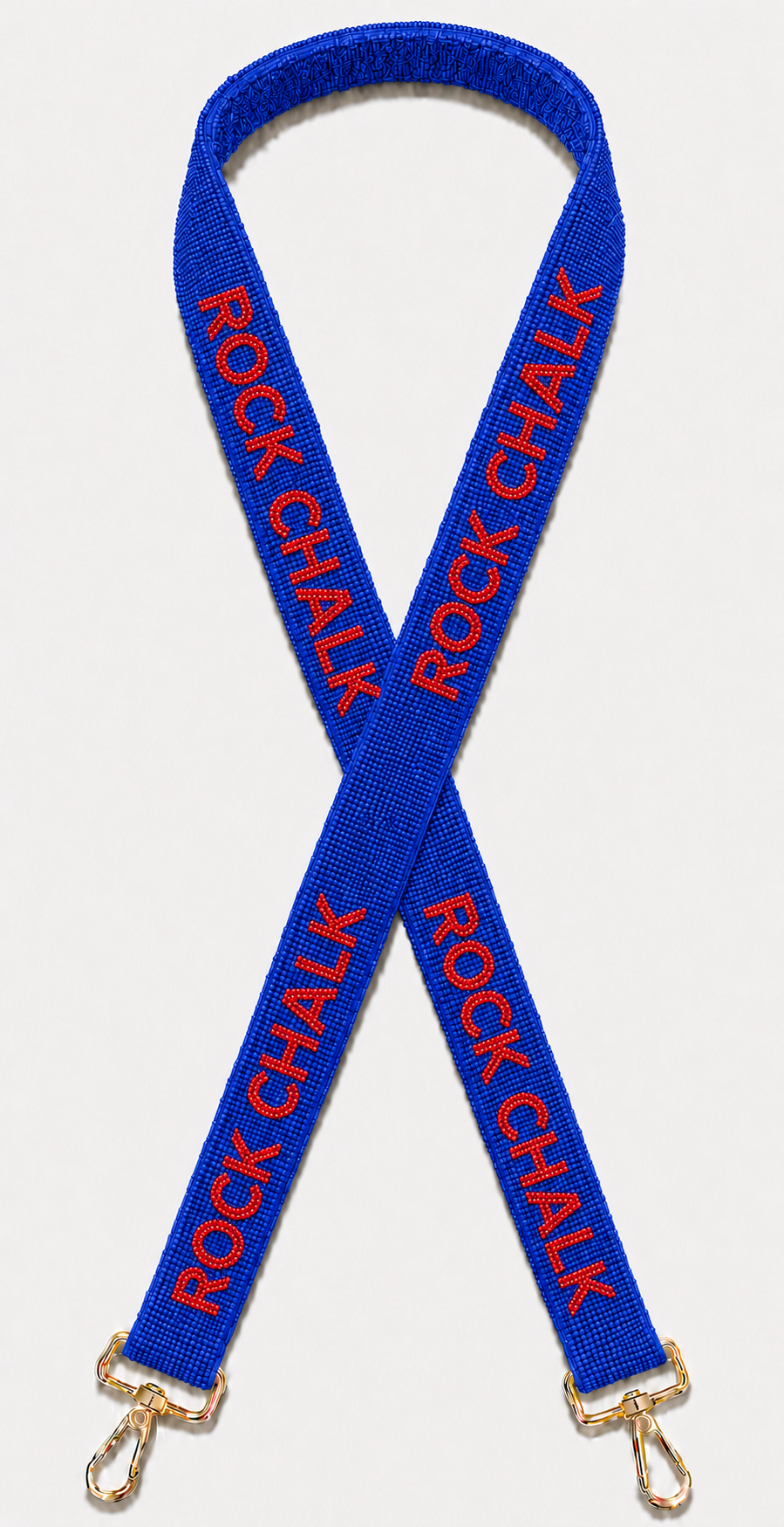 Rock Chalk Blue and Red Gameday Beaded Bag Strap