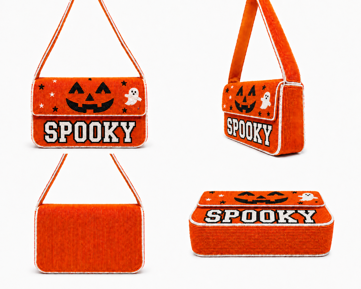 Spooky Beaded Shoulder Bag Halloween-Inspired Handcrafted Statement Purse