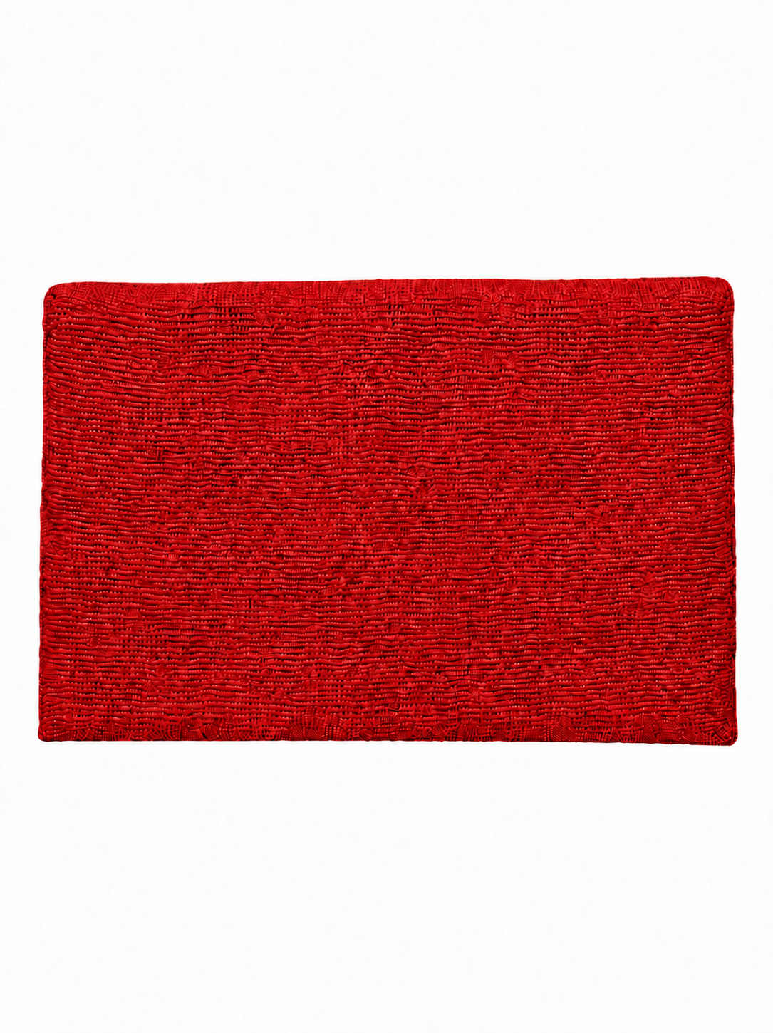 Handcrafted Beaded Festive Clutch Bag with Red, Green & White Scalloped Wave Pattern Bag