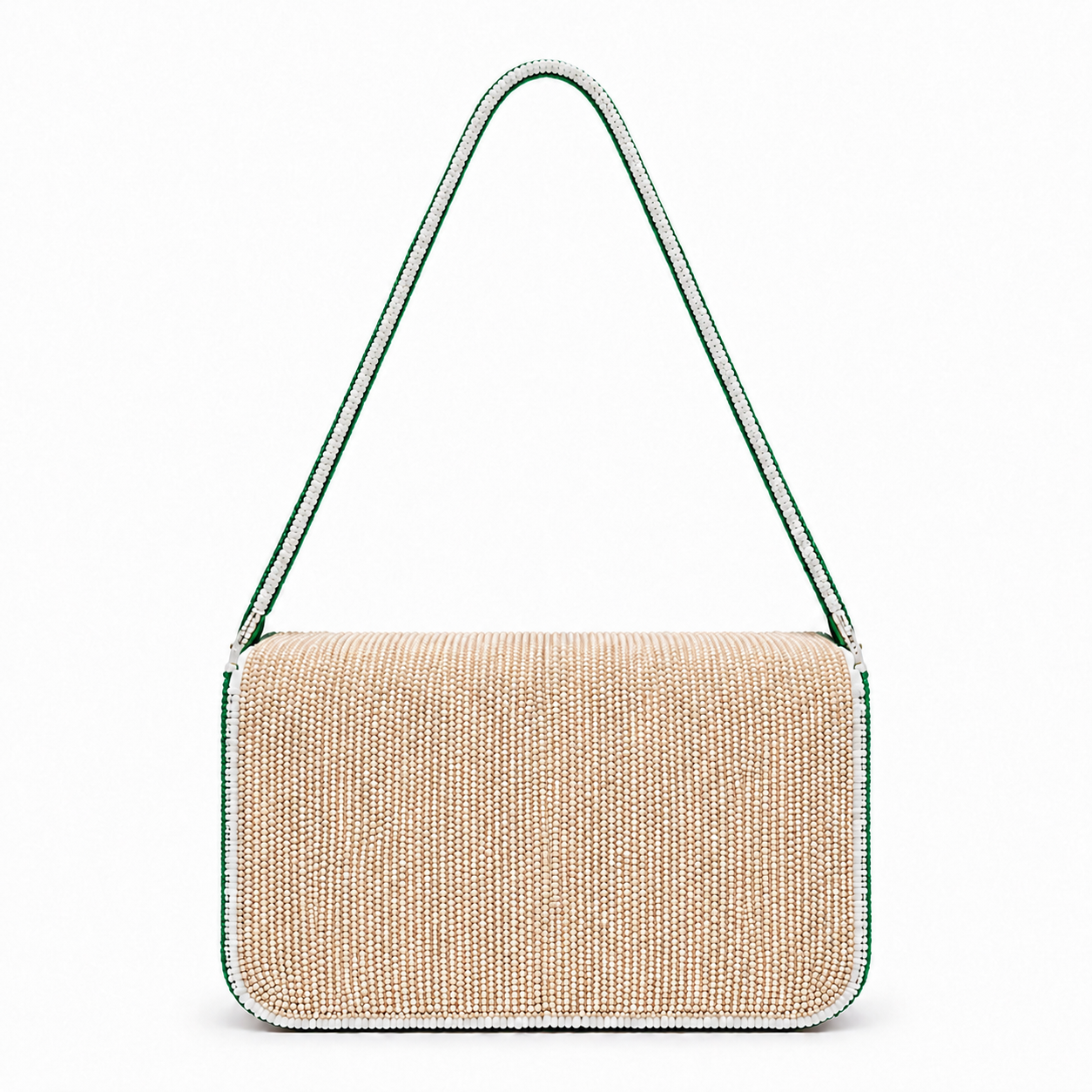 Orange and Green Beaded Shoulder Bag for Women