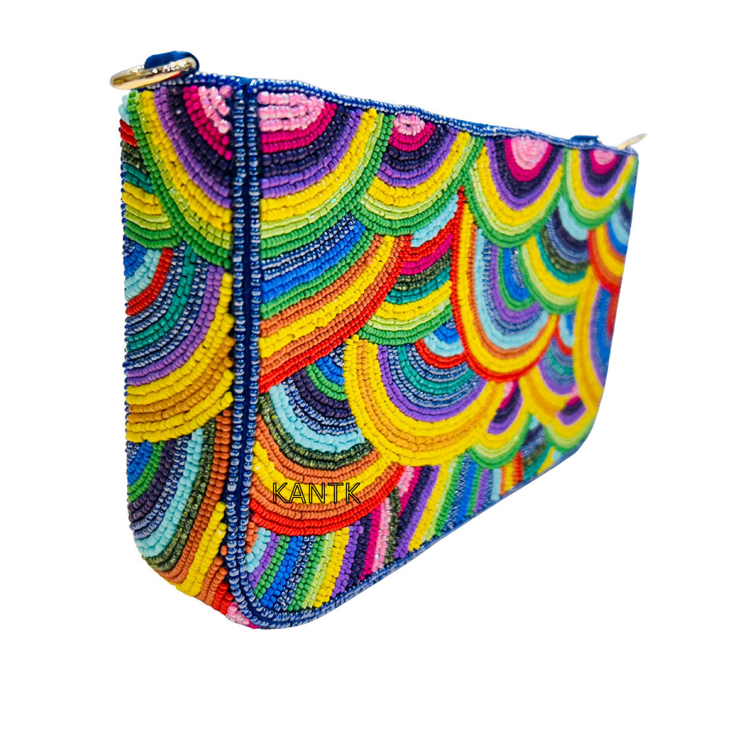 Handcrafted Beaded Rainbow Clutch