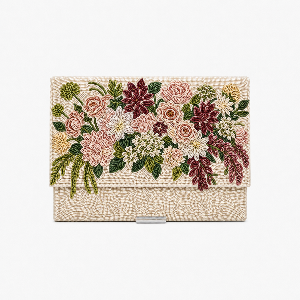 Floral Beaded Clutch Bag for Women Handcrafted Evening Party Purse