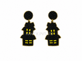 Black and Yellow Seed Bead Dangle Earrings