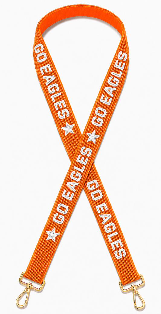 GO EAGLES Orange & White Beaded Purse Strap