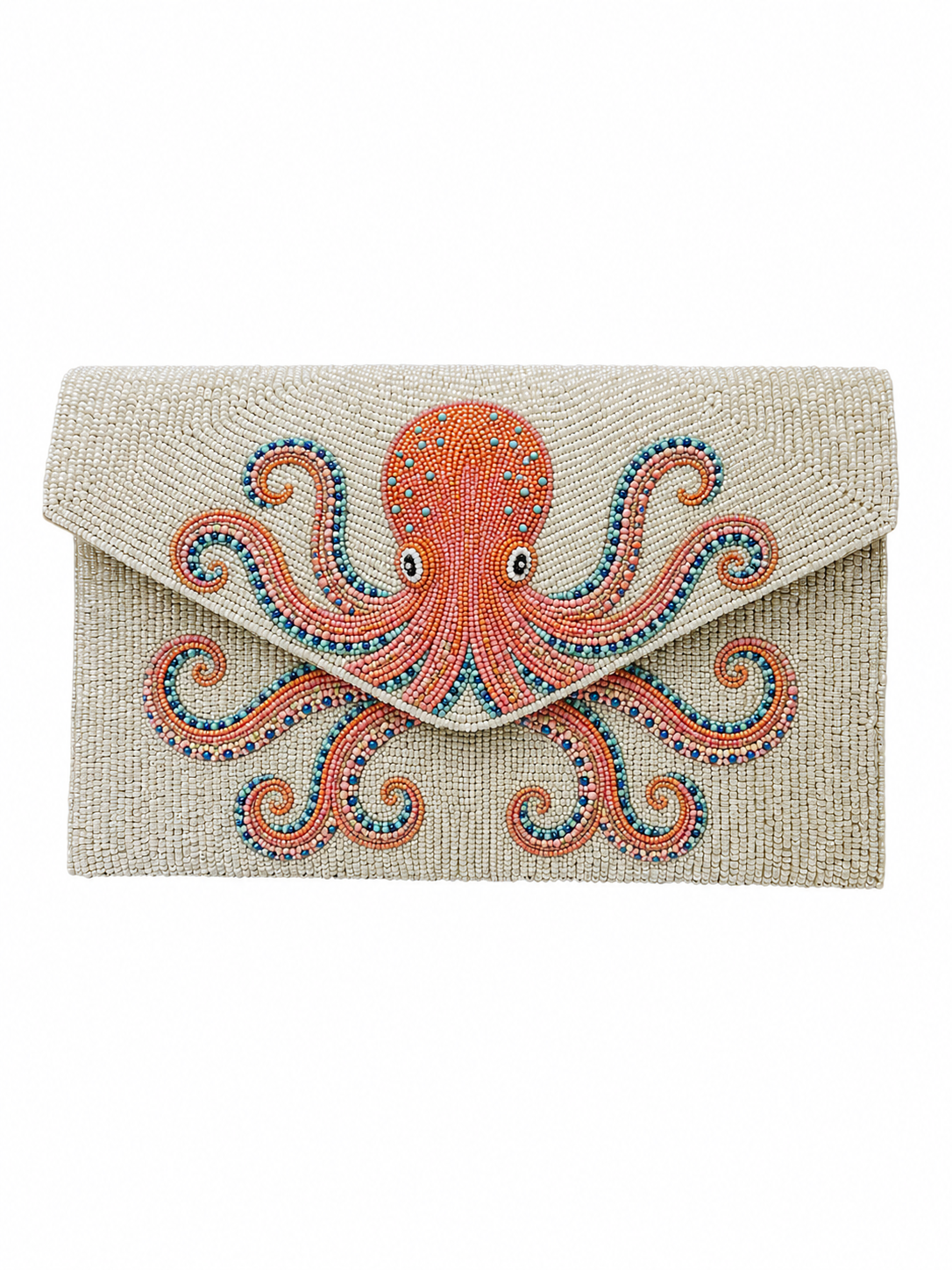 Octopus Hand-Beaded Clutch Bag Ocean-Inspired Statement Evening Purse