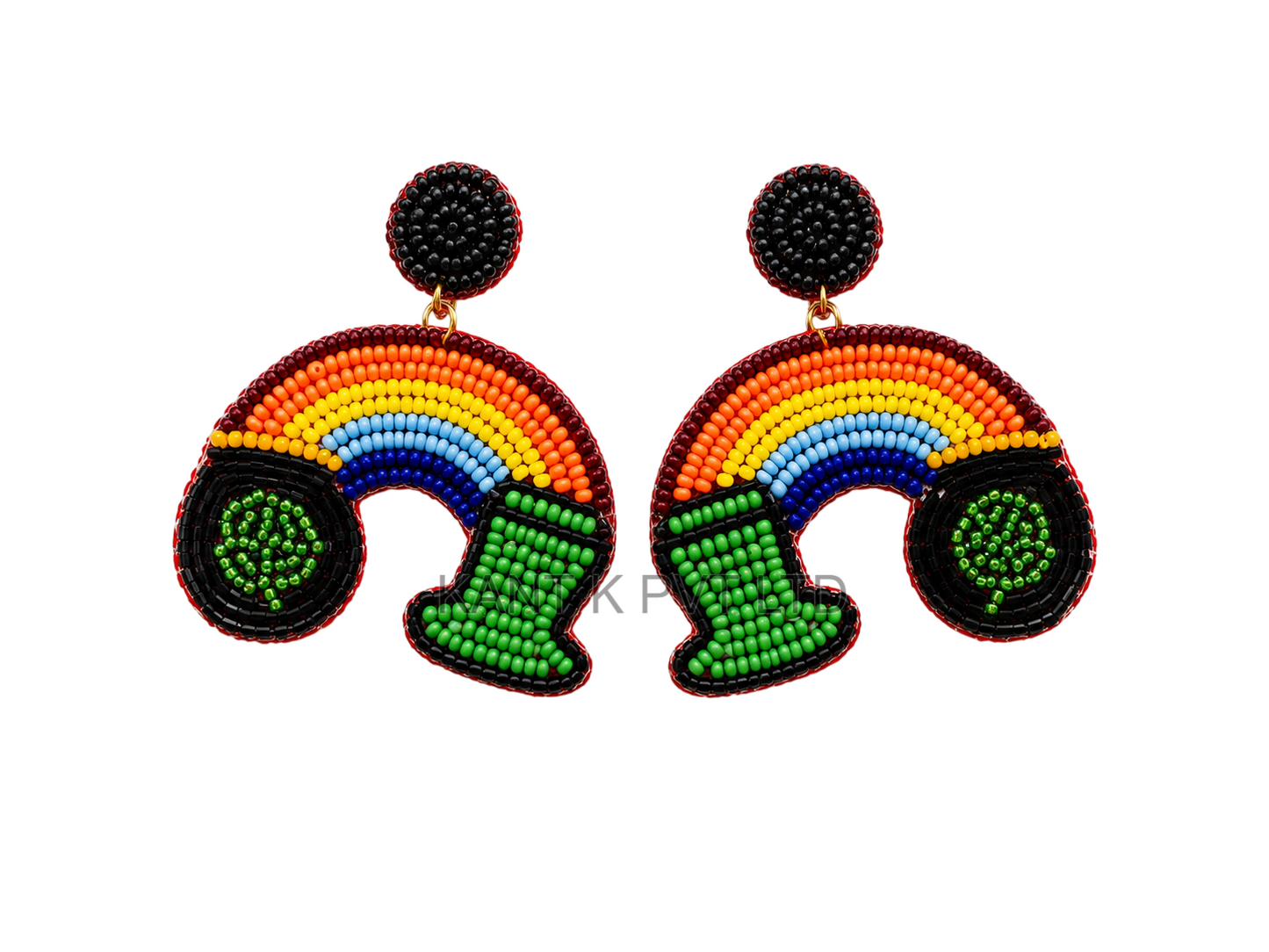 St Patrick's Day Rainbow Beaded Earrings