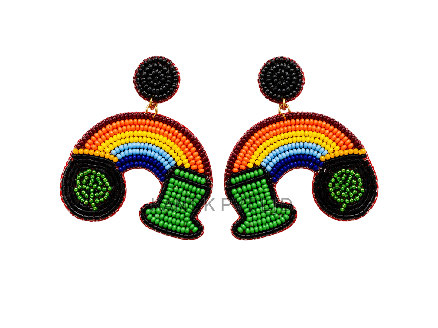 St Patrick's Day Rainbow Beaded Earrings