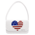 Handcrafted Patriotic 4th of July Heart Beaded Shoulder Bag Red White & Blue American Flag Purse