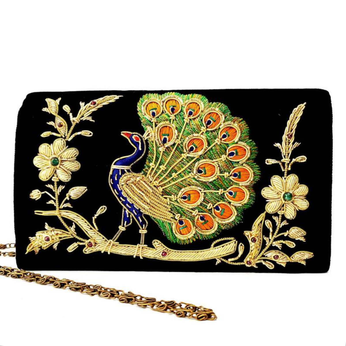 Peacock Velvet Evening Bag