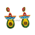 Handmade Avocado Beaded Earrings Cute Fruit Dangle Earrings