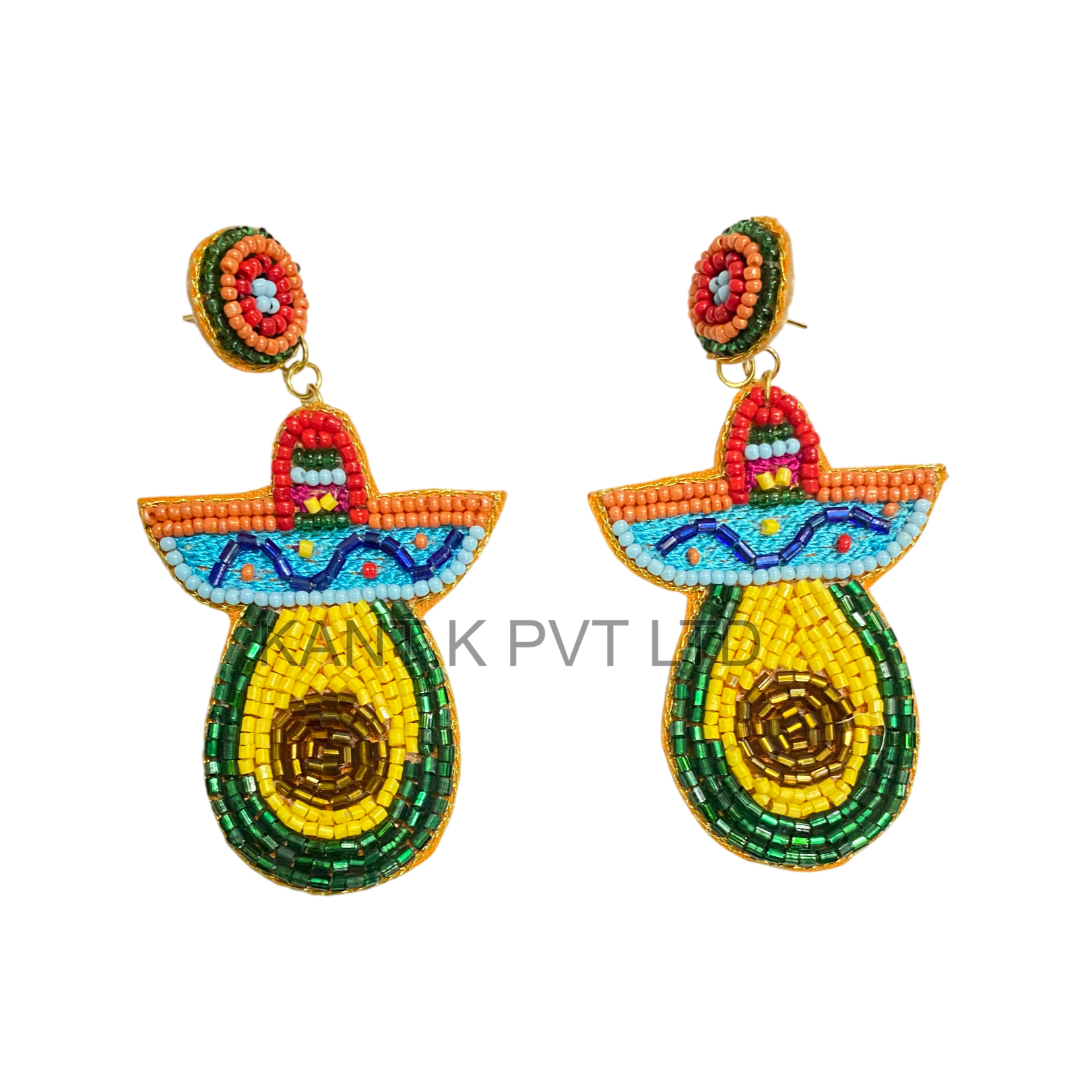 Handmade Avocado Beaded Earrings Cute Fruit Dangle Earrings