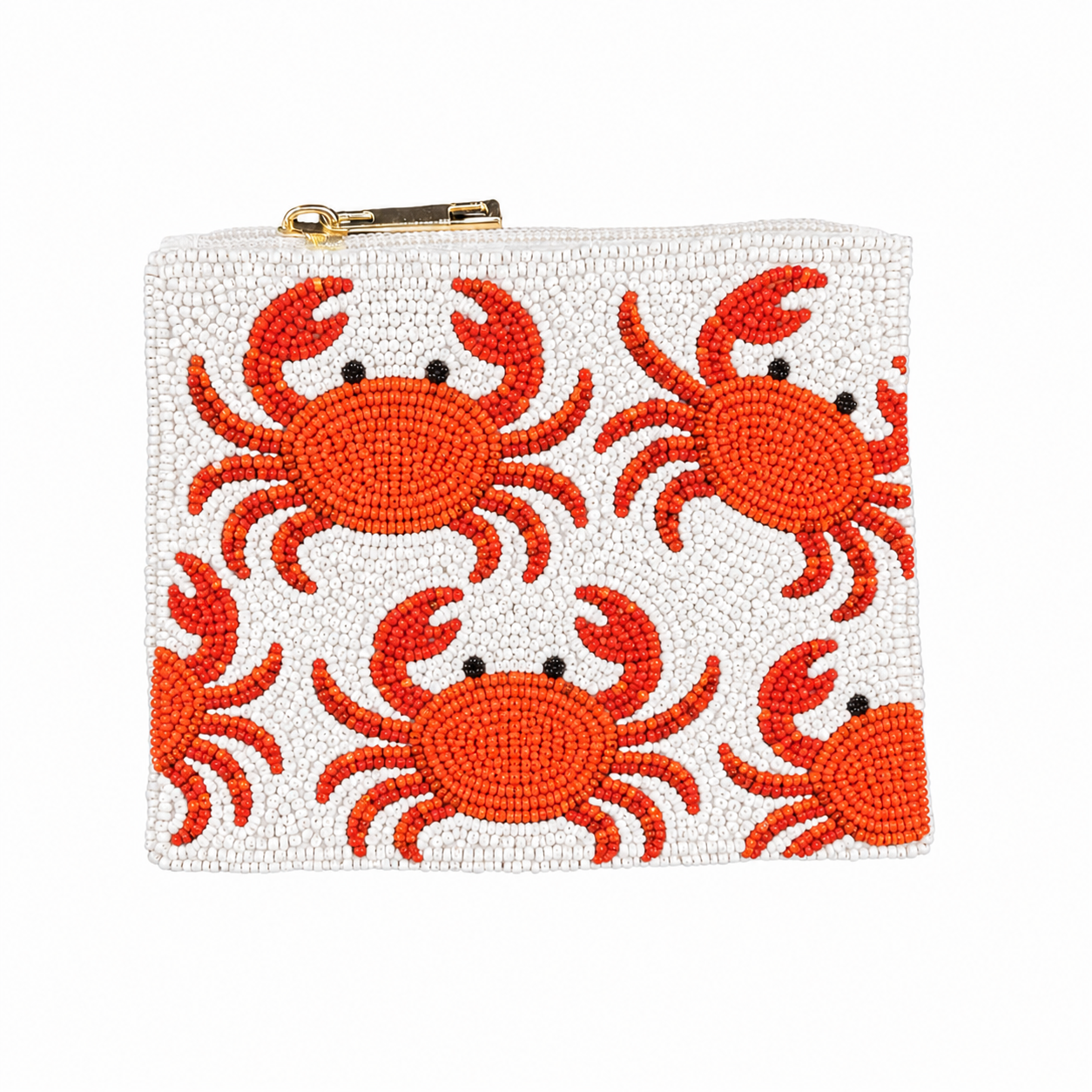 Handmade Beaded Crab Design Coin Purse Cute Ocean-Themed Bead Pouch