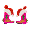Handmade Cute Festive Pink Winter Boots for Women