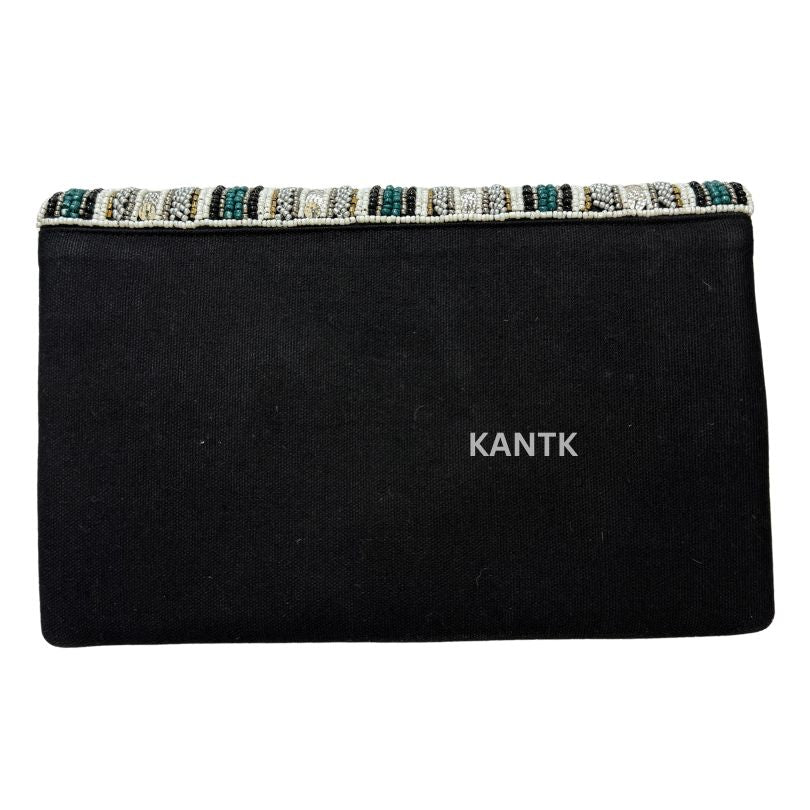 Beaded Clutch Green and Silver Accents with Striped Pattern