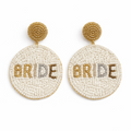 Beaded Round Bride Earrings Handmade Bridal Statement Earrings