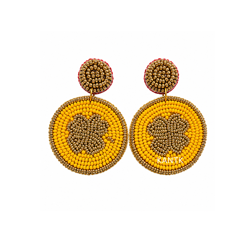 Lucky Charm Yellow Beaded Shamrock Drop Earrings