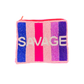 SAVAGE Pink Beaded Coin Purse Handmade Statement Bead Pouch