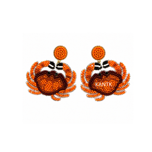 Cute Red Crab Seed Bead Statement Earrings