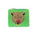 Jaguar Beaded Coin Purse Handmade Beaded Coin Pouch Animal Design Small Zip Pouch
