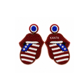 Patriotic Red, White & Blue American Flag Tongue Design Beaded Earrings