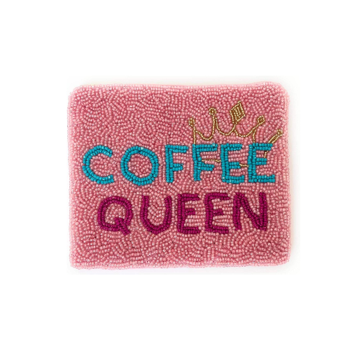 Handmade Coffee Queen Coin Purse Beaded Wallet for Women