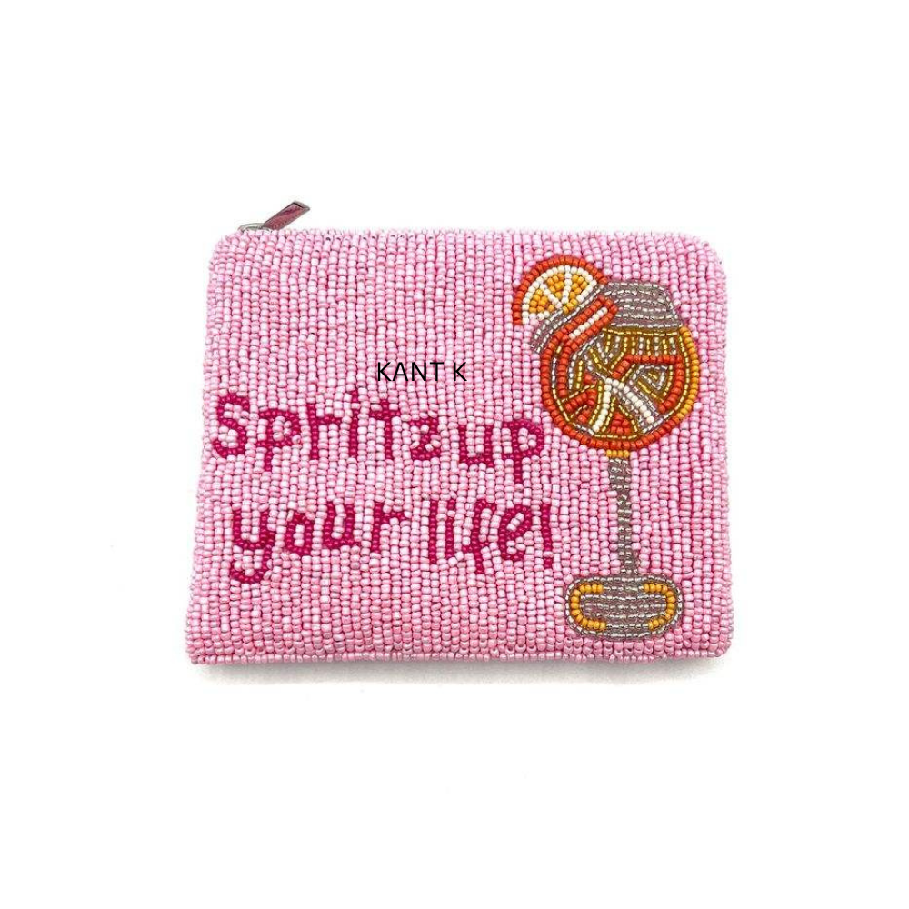 Hand-Beaded Spritz Up Your Life Cocktail Coin Purse