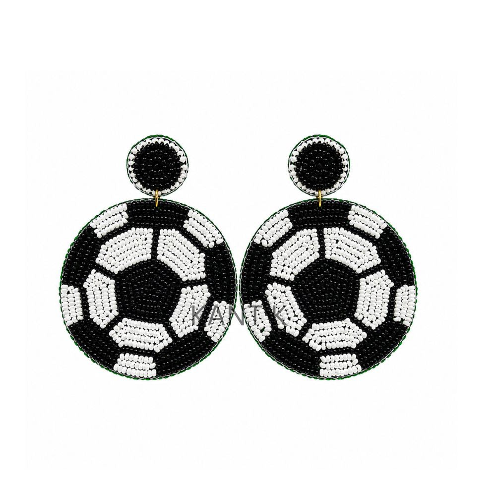 Handmade Soccer Ball Beaded Soccer Earrings