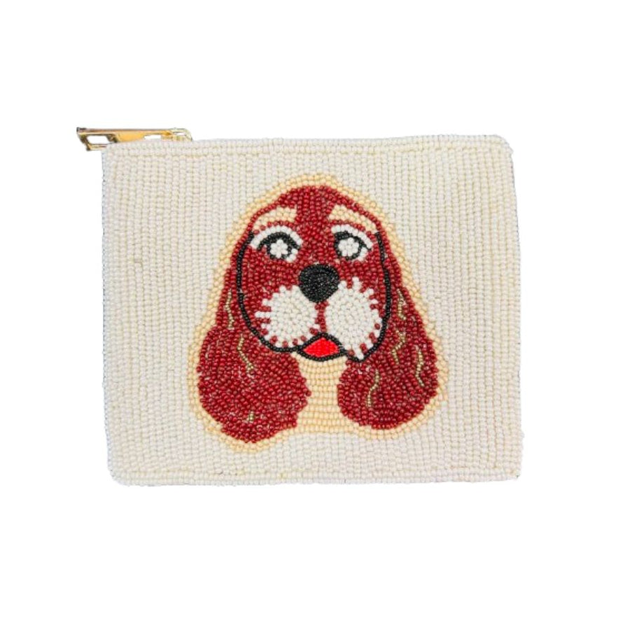 Floppy Beaded Basset Hound Dog Coin Purse Handmade Beaded Puppy Pouch