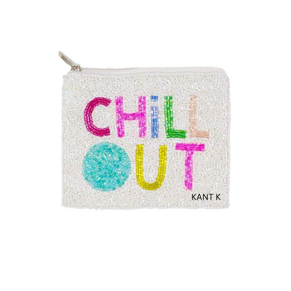 Chill Out Hand-Beaded Coin Purse Colorful Handmade Beaded Pouch