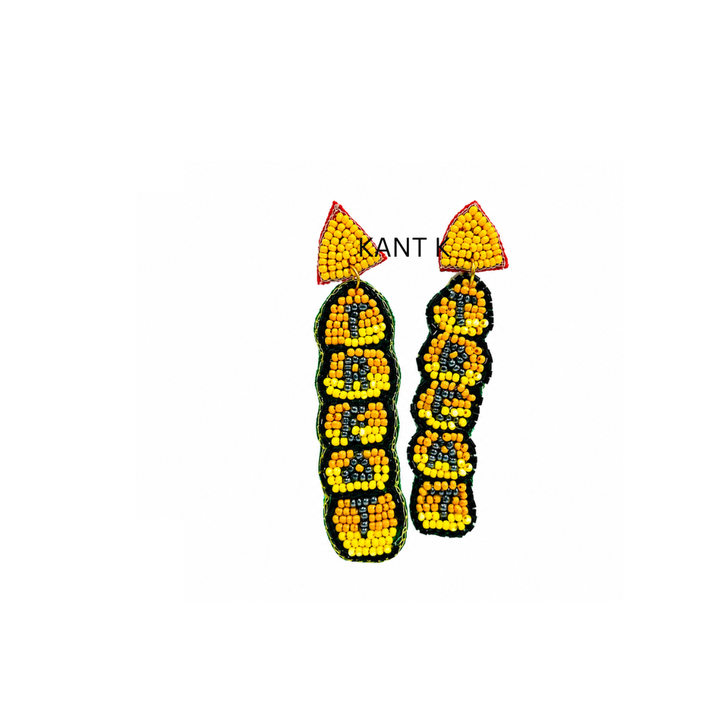 Handmade Black and Orange TRICK OR TREAT Halloween Beaded Earrings