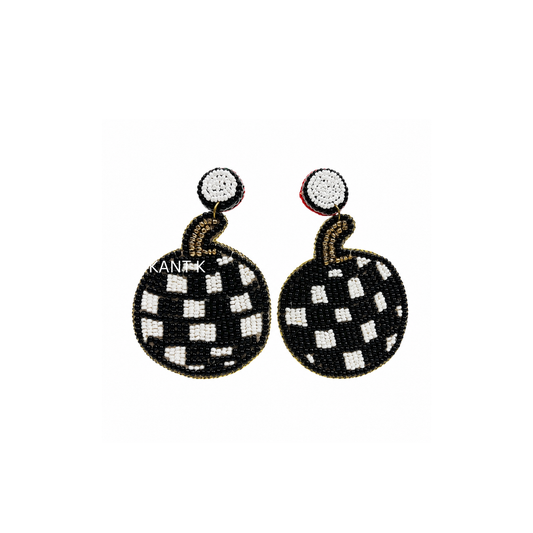 Hand Made Beaded Soccer Earrings