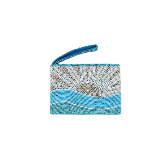 Sun & River Beaded Coin Purse Handmade Boho Zip Pouch