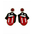 Handmade Beaded Rolling Tongue Rock Earrings