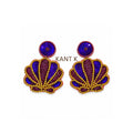 Purple Gold Shell Statement Earrings Handmade