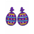 Purple Beaded Easter Egg Earrings